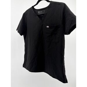 Figs Scrub Top, Black Chest Pocket Technical Collection, Women's Size Large P